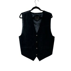 Scully Suede Black Leather Snap Front Vest